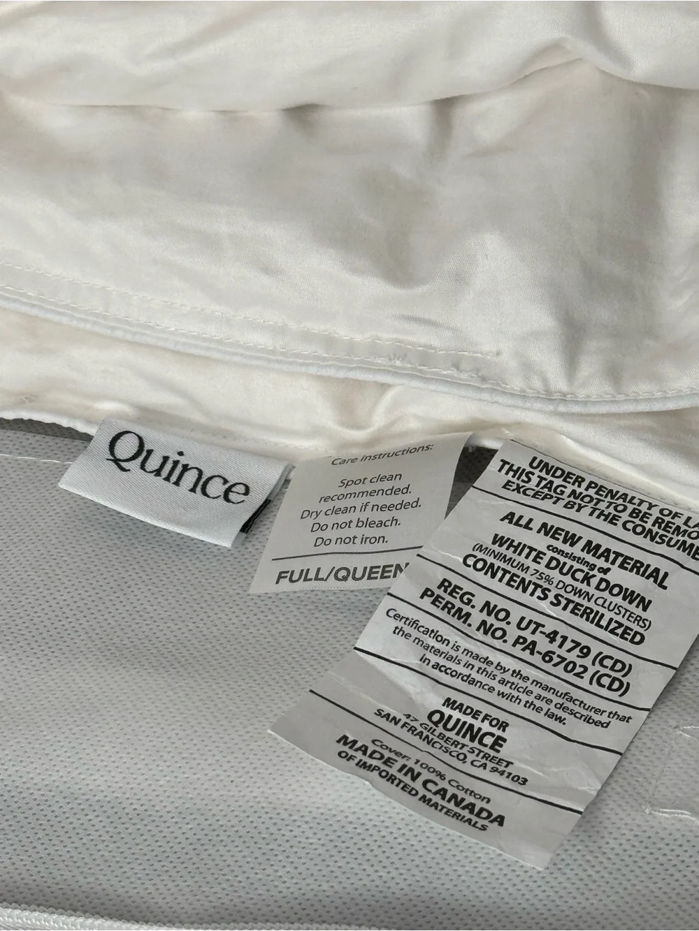 Quince Premium White Down Comforter All Season Full/Queen | 650 Fill Power | RDS